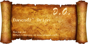 Dancsó Orion névjegykártya
